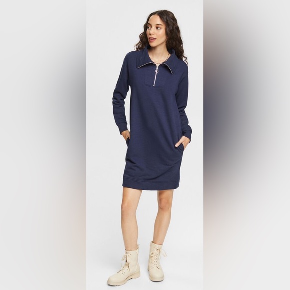 Nordstrom Navy Blue Long Sleeve Half Zip Sweater Dress Size Small (4-6) … - Picture 1 of 13
